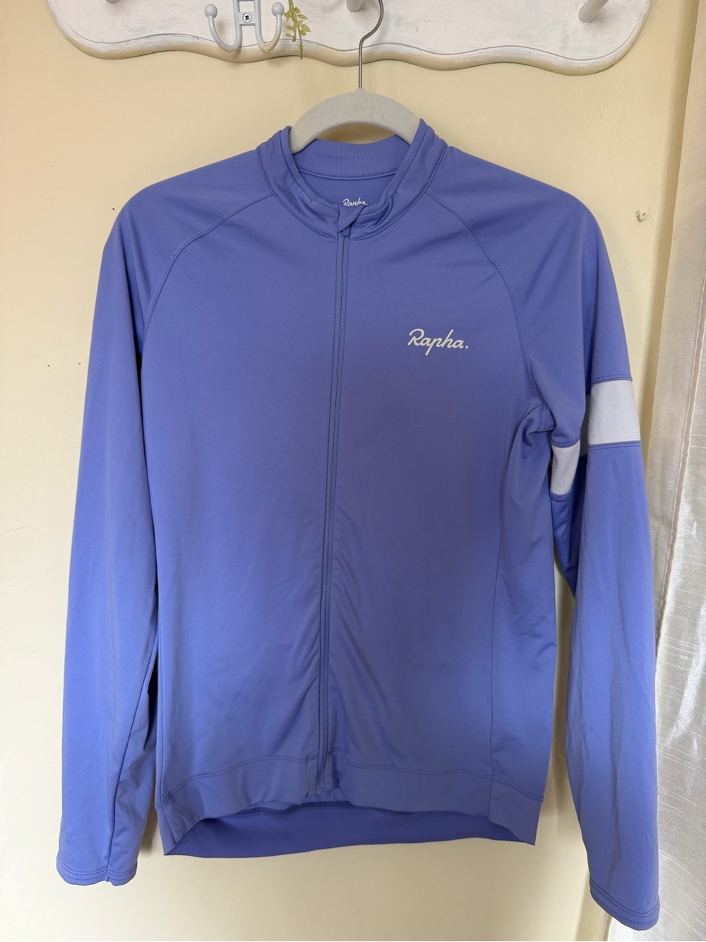 Rapha Lilac Blue Long Sleeve Cycling Jersey with White Sleeve Band - Picture 2 of 10